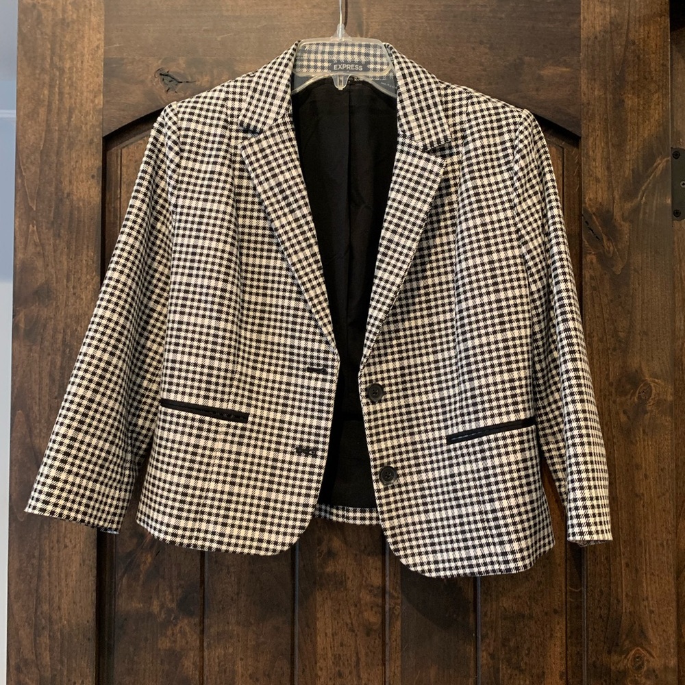 Express Black and White Checkered Blazer